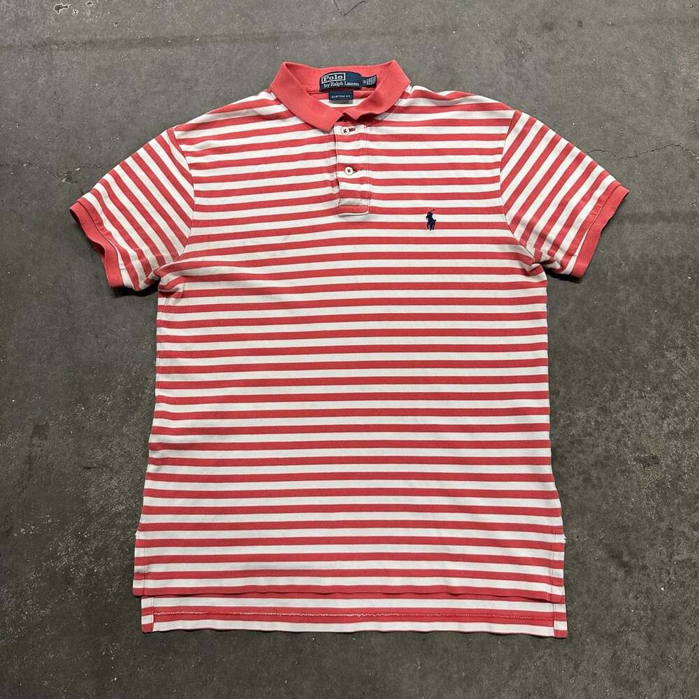 Polo Ralph Lauren Custom Fit Striped Polo Shirt Pony Logo Medium Preppy